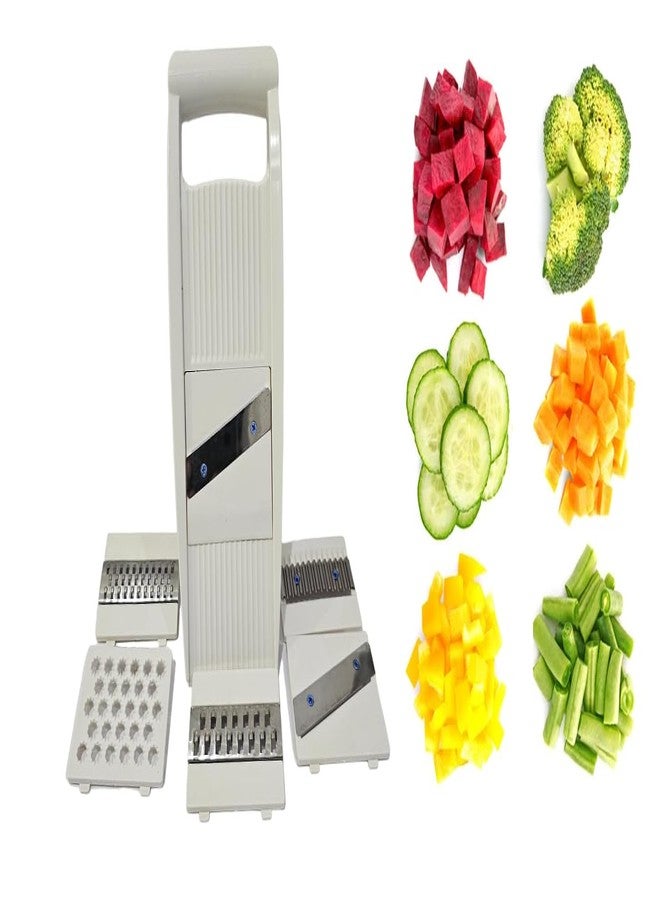 Ervio Vegetable Slicer with Stainless Steel Blades | 6-in-1 Multi-Purpose Kitchen Cutter & Chopper | Adjustable Thickness Slicer, Rust-Free, Easy to Clean Vegetable Dicer & Grater Tool (Silver) - Image 1